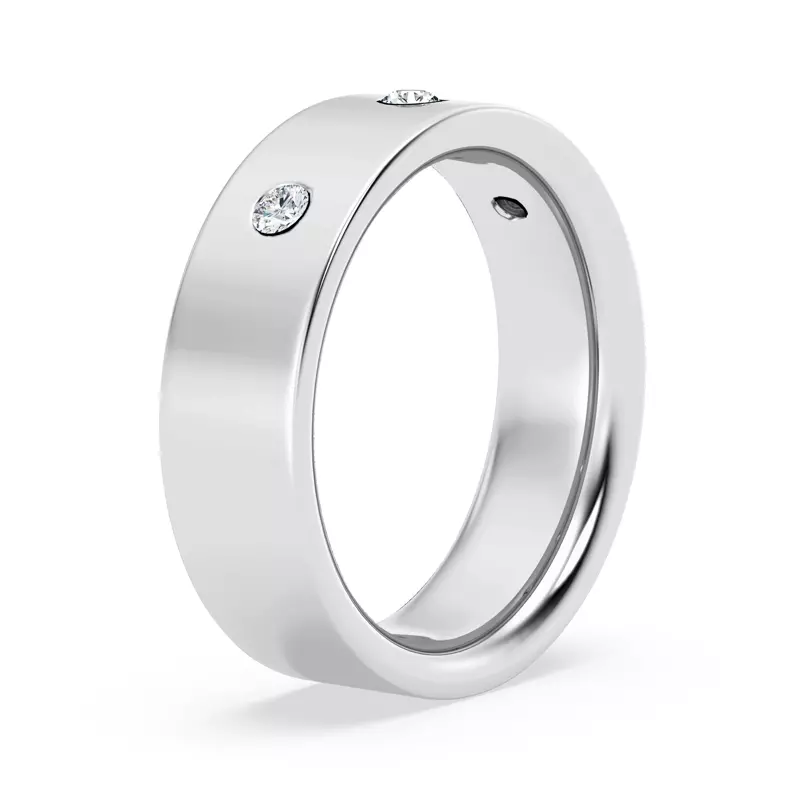 14K White Gold Flush Set Round Lab Diamond Band (7mm)