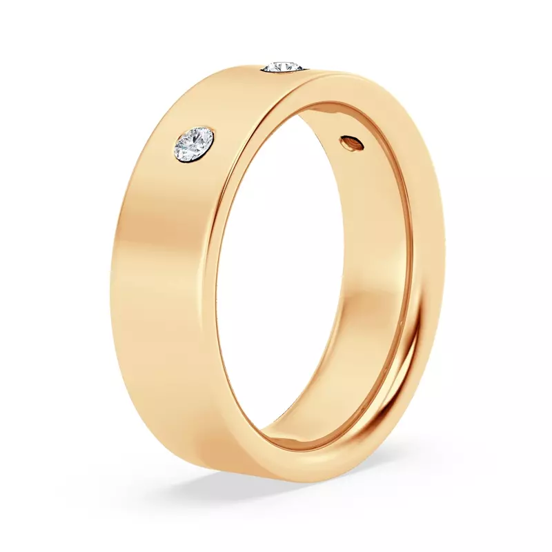 14K Yellow Gold Flush Set Round Lab Diamond Band (7mm)