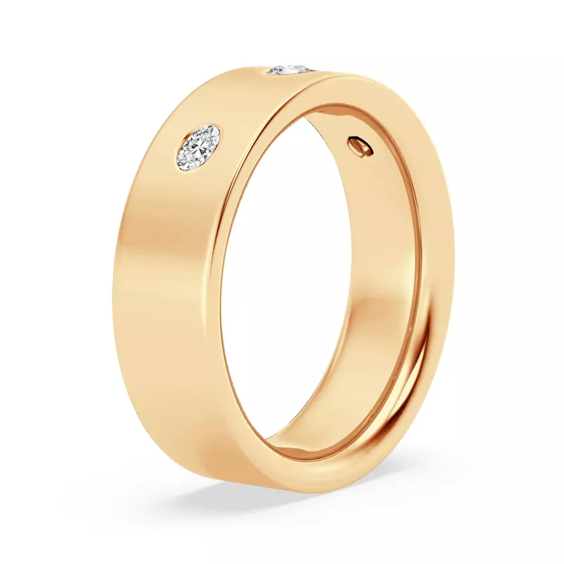 14K Yellow Gold Flush Set Oval Lab Diamond Band (7mm)