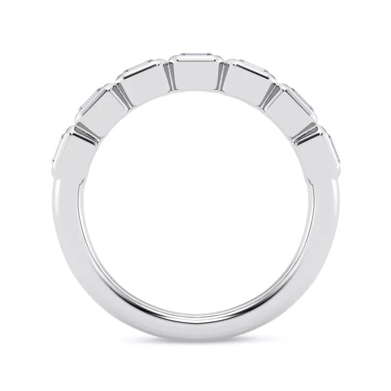 14K White Gold East-West Emerald-Cut Lab Diamond Bezel Band