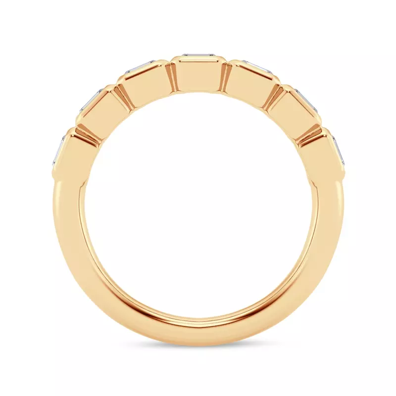 14K Yellow Gold East-West Emerald-Cut Lab Diamond Bezel Band