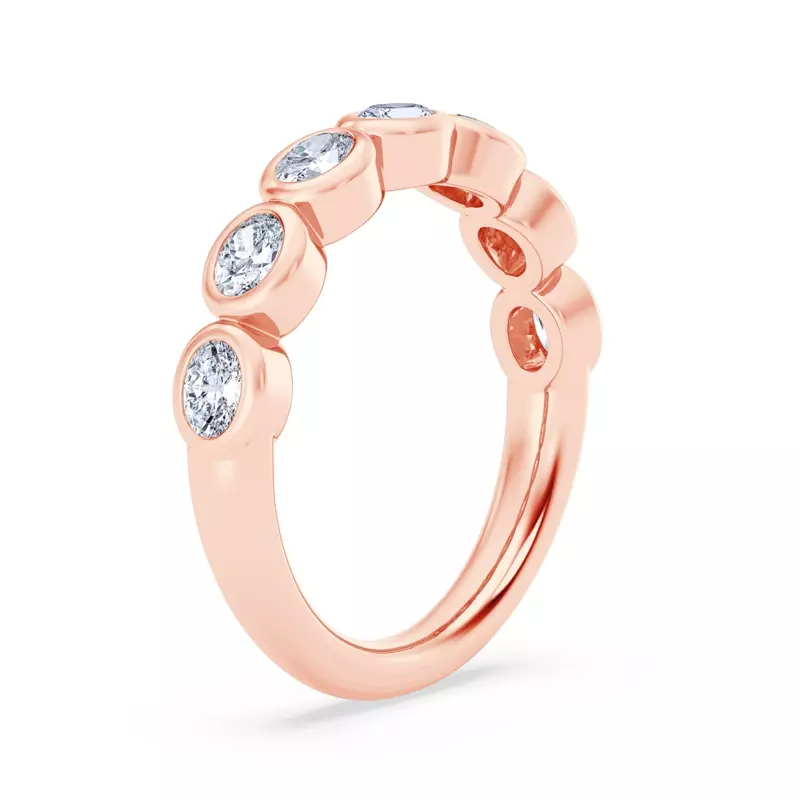 14K Rose Gold East-West Oval Lab Diamond Bezel Band