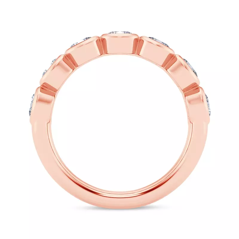 14K Rose Gold East-West Oval Lab Diamond Bezel Band