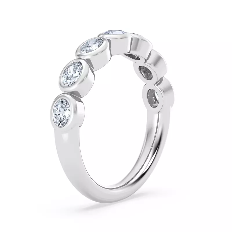 14K White Gold East-West Oval Lab Diamond Bezel Band
