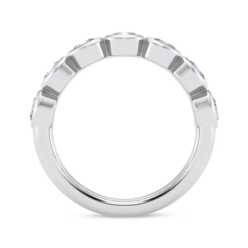 14K White Gold East-West Oval Lab Diamond Bezel Band