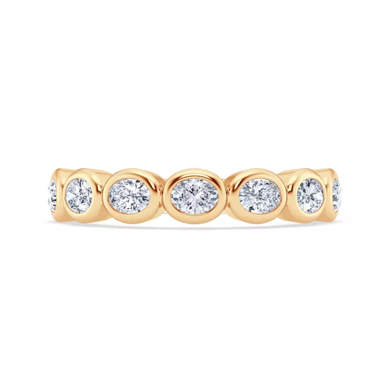 14K Yellow Gold East-West Oval Lab Diamond Bezel Band