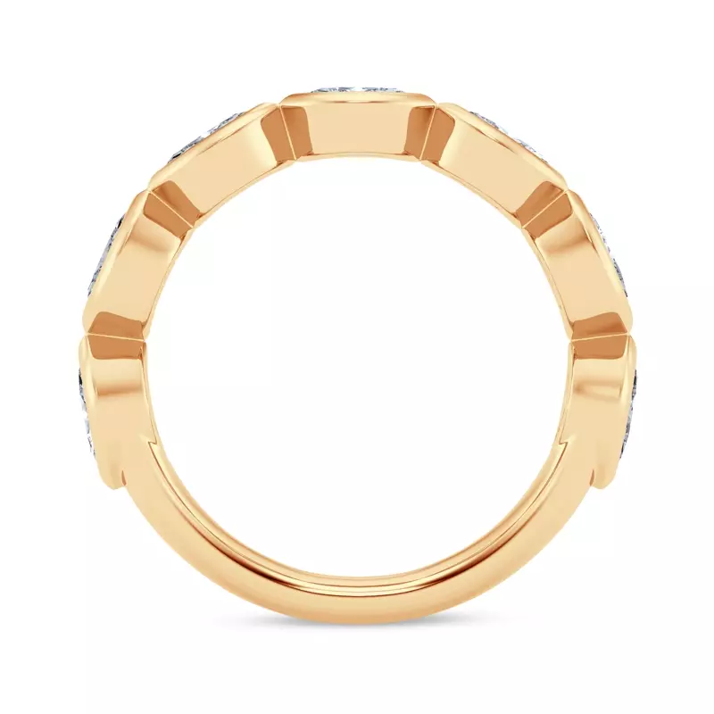 14K Yellow Gold East-West Marquise Lab Diamond Bezel Band