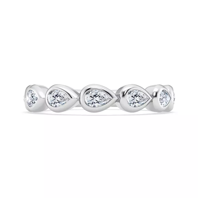 14K White Gold East-West Pear-Shaped Lab Diamond Bezel Band