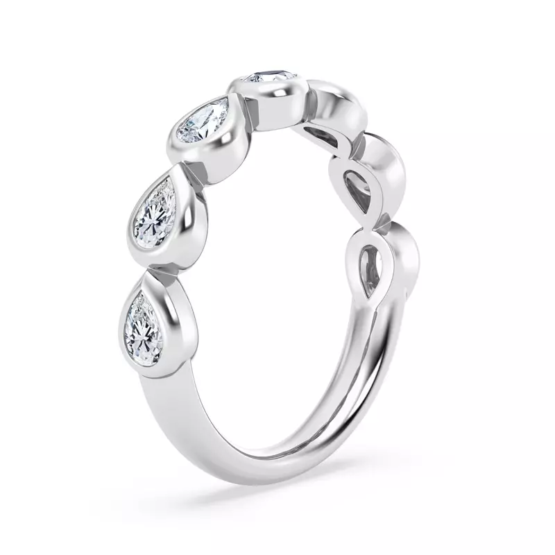 14K White Gold East-West Pear-Shaped Lab Diamond Bezel Band