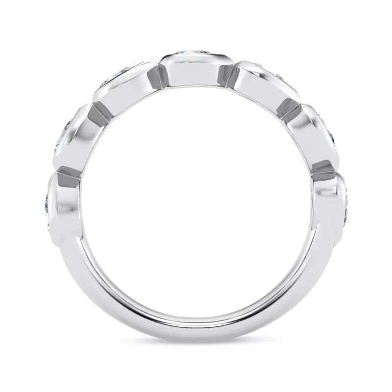 14K White Gold East-West Pear-Shaped Lab Diamond Bezel Band