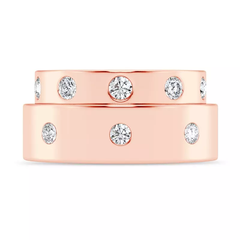 14K Rose Gold Flush Set Round Lab Diamond Band
