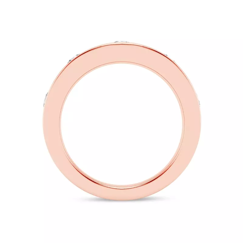 14K Rose Gold Flush Set Round Lab Diamond Band
