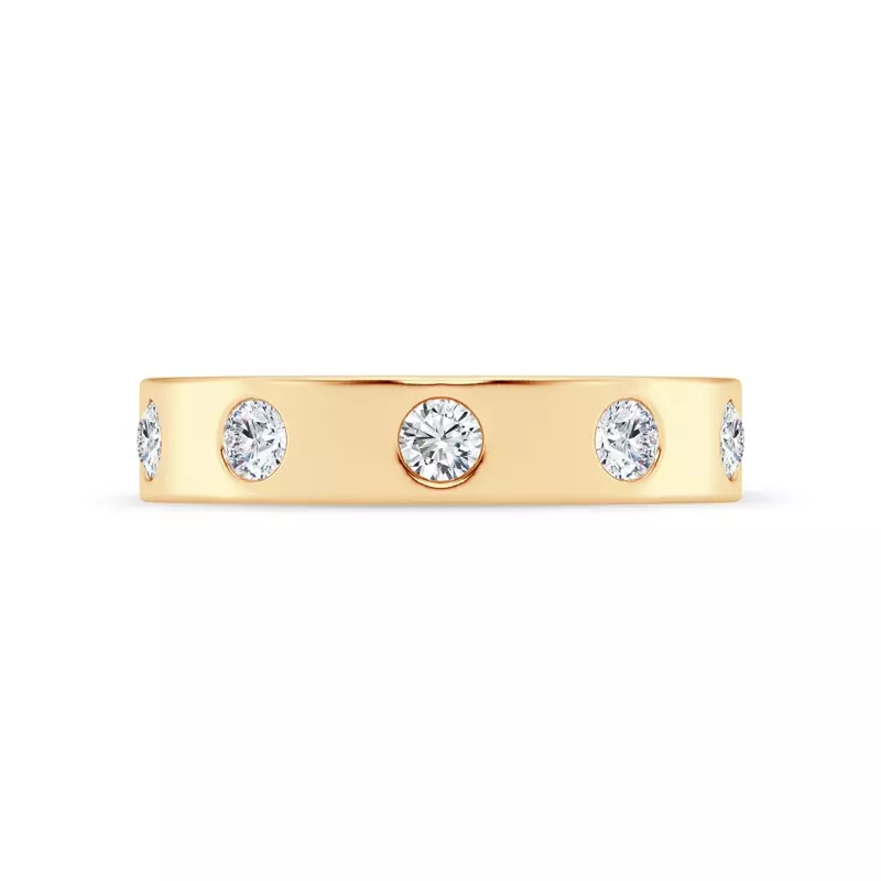 14K Yellow Gold Flush Set Round Lab Diamond Band