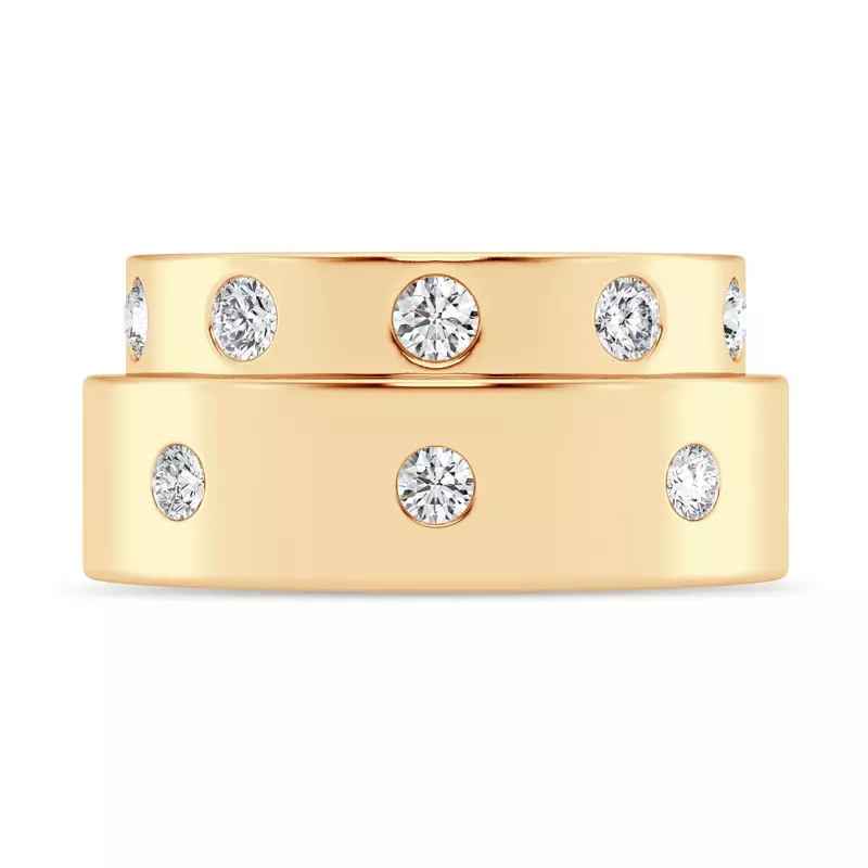14K Yellow Gold Flush Set Round Lab Diamond Band