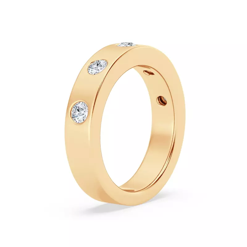 14K Yellow Gold Flush Set Round Lab Diamond Band