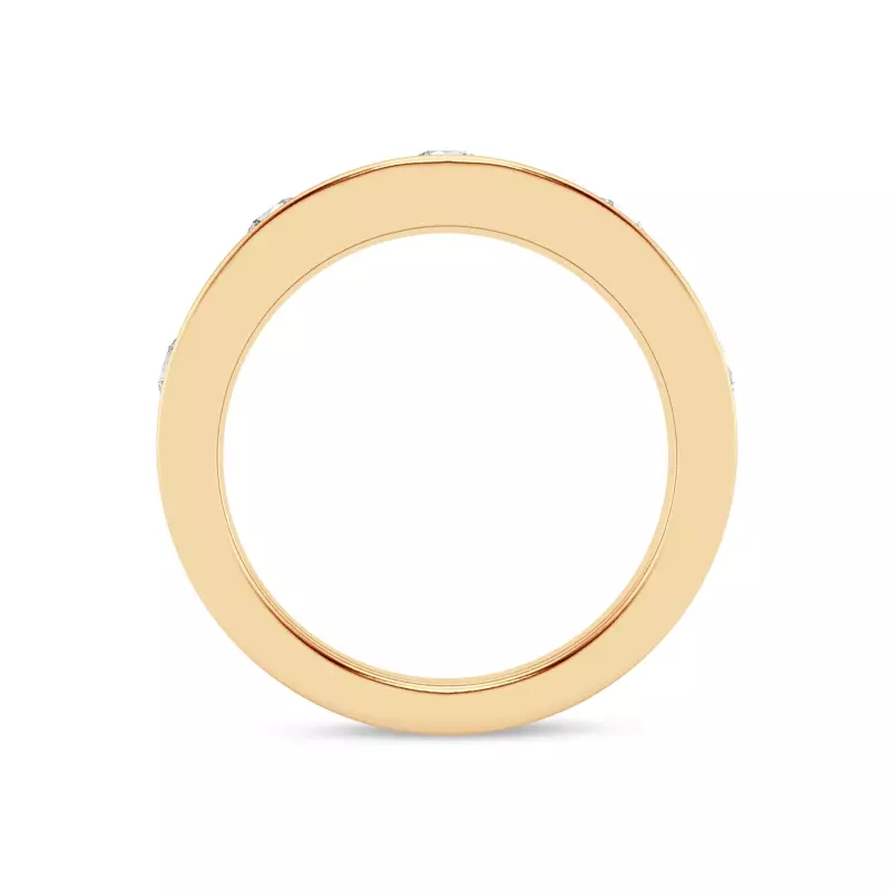 14K Yellow Gold Flush Set Round Lab Diamond Band