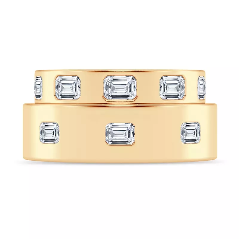 14K Yellow Gold Flush Set Emerald-Cut Lab Diamond Band