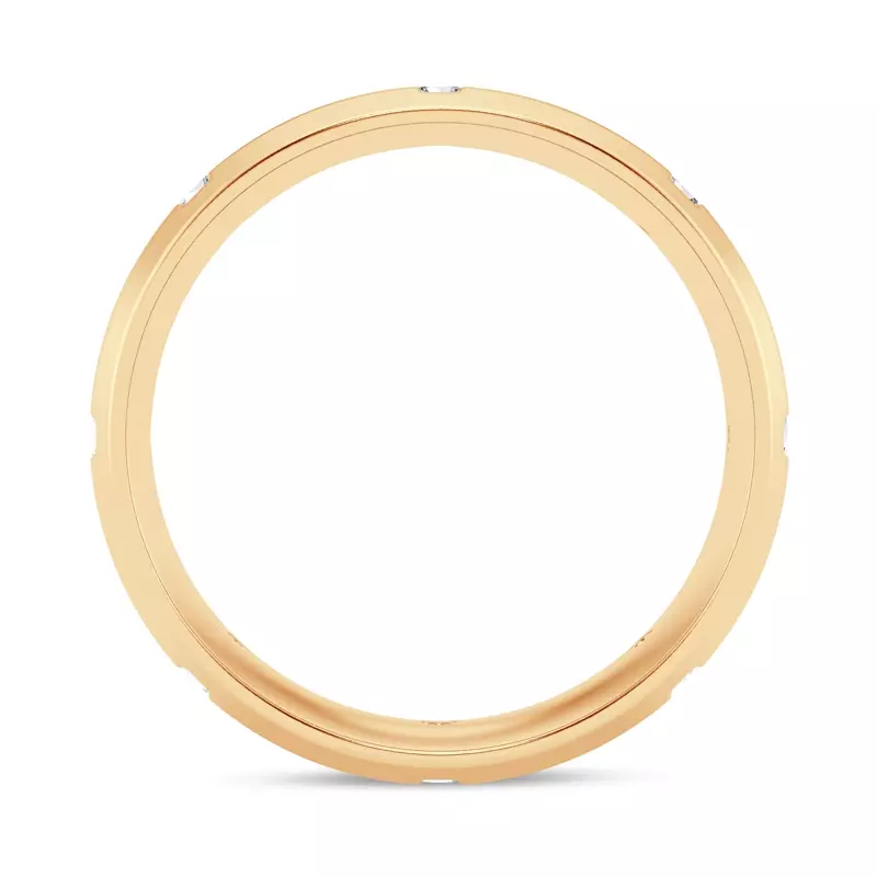 14K Yellow Gold Grooved Lab Diamond Eternity Band (7mm)