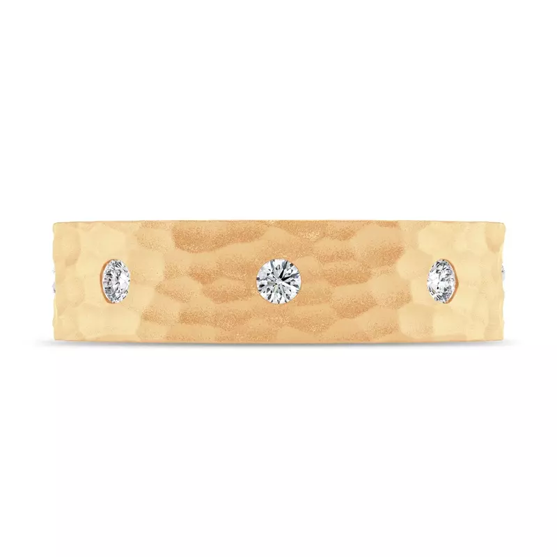 14K Yellow Gold Hammered Diamond Lab Eternity Band (6mm)