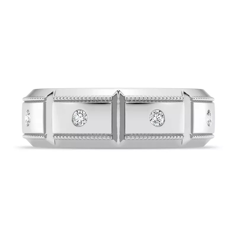 14K White Gold Milgrain Brick Lab Diamond Eternity Band (6.8mm)