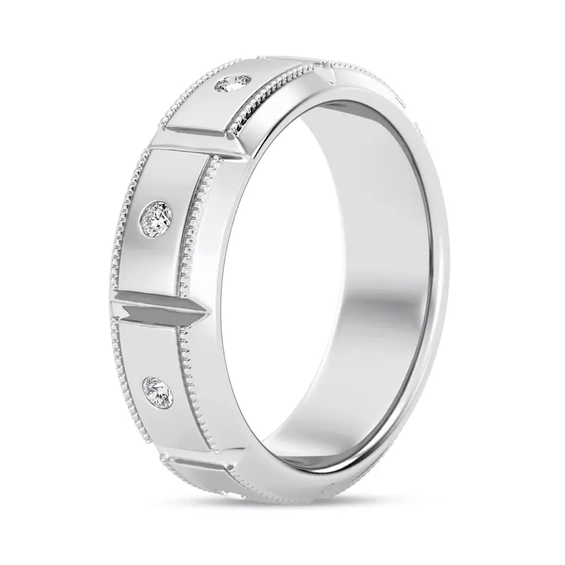14K White Gold Milgrain Brick Lab Diamond Eternity Band (6.8mm)