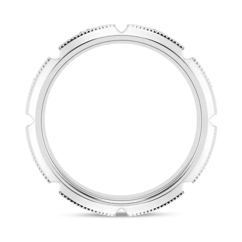 14K White Gold Milgrain Brick Lab Diamond Eternity Band (6.8mm)