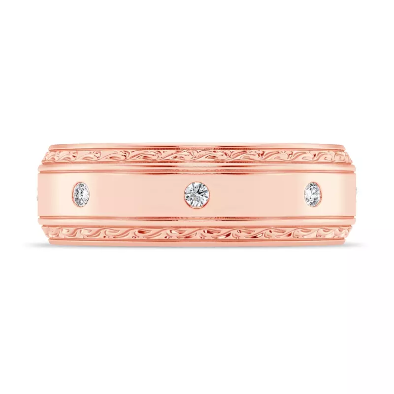 Engraved Lab Diamond Beveled Eternity Band (8mm)