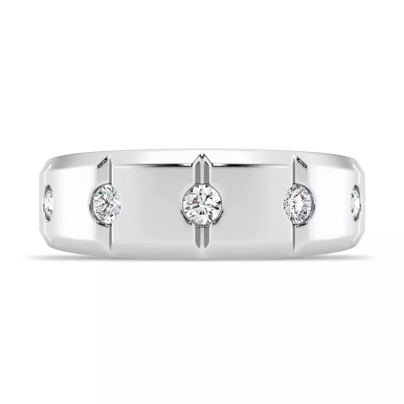 Grooved Tapered Lab Diamond Band (7mm)