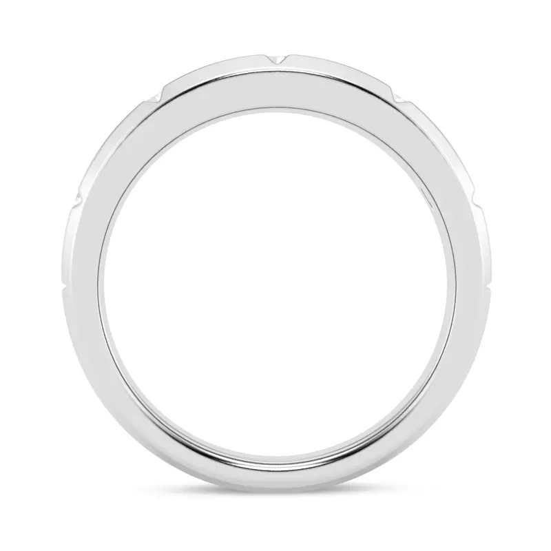 14K White Gold Grooved Tapered Lab Diamond Band (7mm)