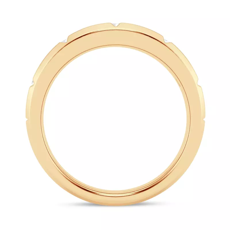 14K Yellow Gold Grooved Tapered Lab Diamond Band (7mm)