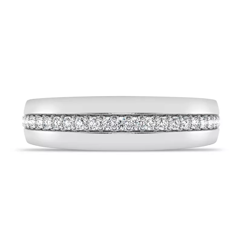 14K White Gold Tapered Lab Diamond Band (6mm)