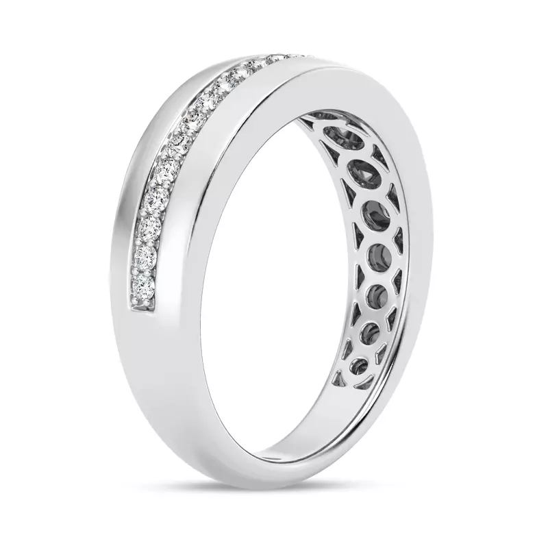 14K White Gold Tapered Lab Diamond Band (6mm)