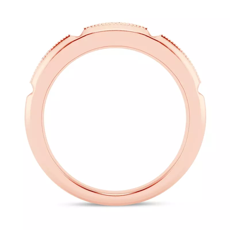 14K Rose Gold Milgrain Brick Lab Diamond Band (7.00mm)