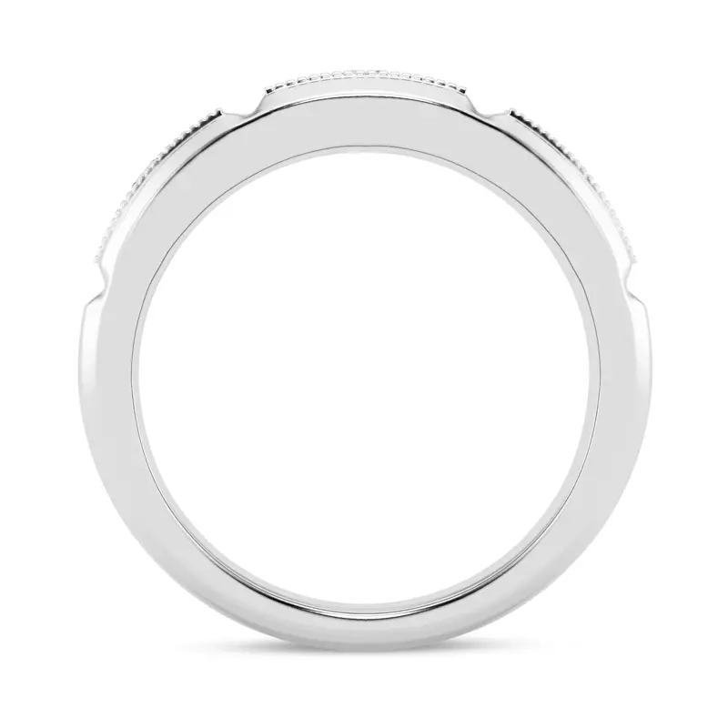 14K White Gold Milgrain Brick Lab Diamond Band (7.00mm)