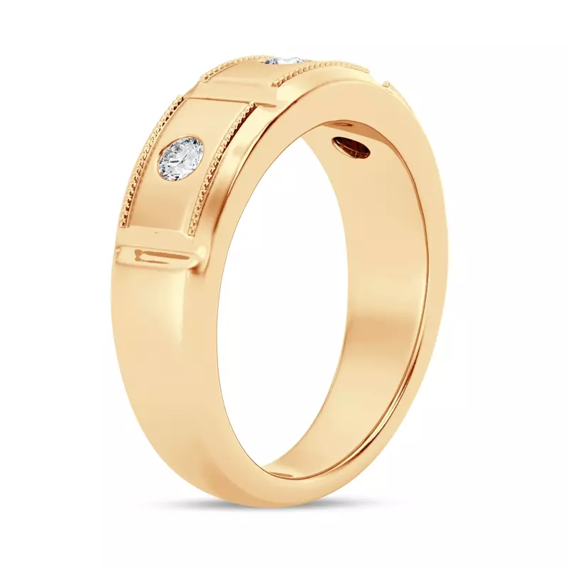 14K Yellow Gold Milgrain Brick Lab Diamond Band (7.00mm)