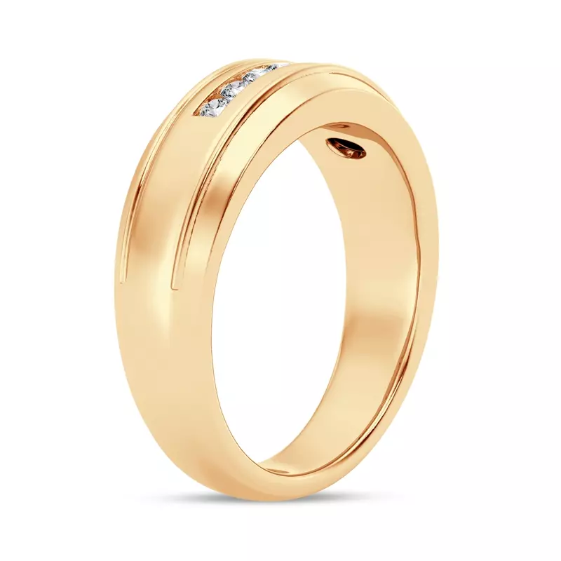 14K Yellow Gold Grooved Channel-Set Lab Diamond Band (7.5mm)