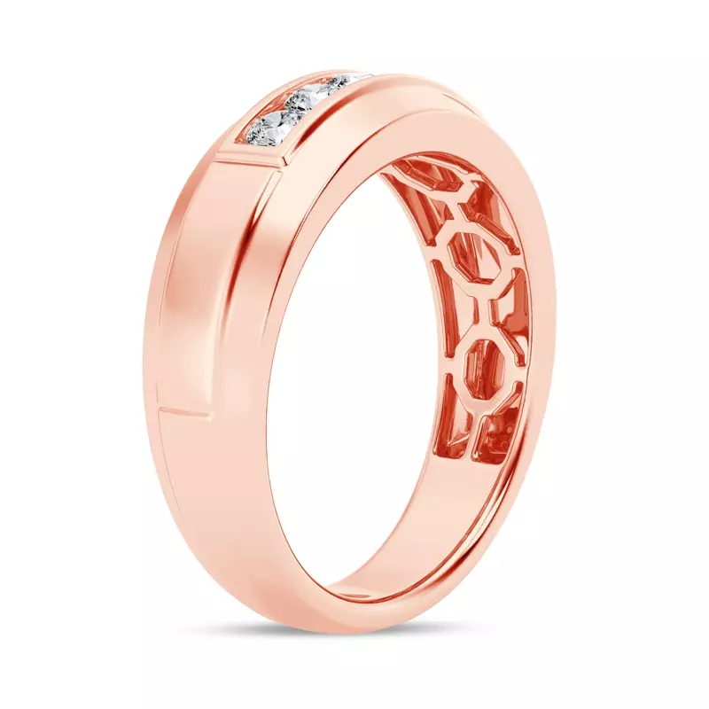 14K Rose Gold Raised Channel-Set Lab Diamond Band (7mm)