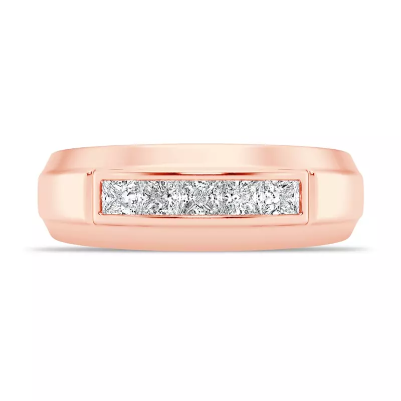 Raised Channel-Set Princess-Cut Lab Diamond Band (7mm)