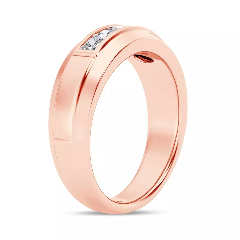 14K Rose Gold Raised Channel-Set Princess-Cut Lab Diamond Band (7mm)
