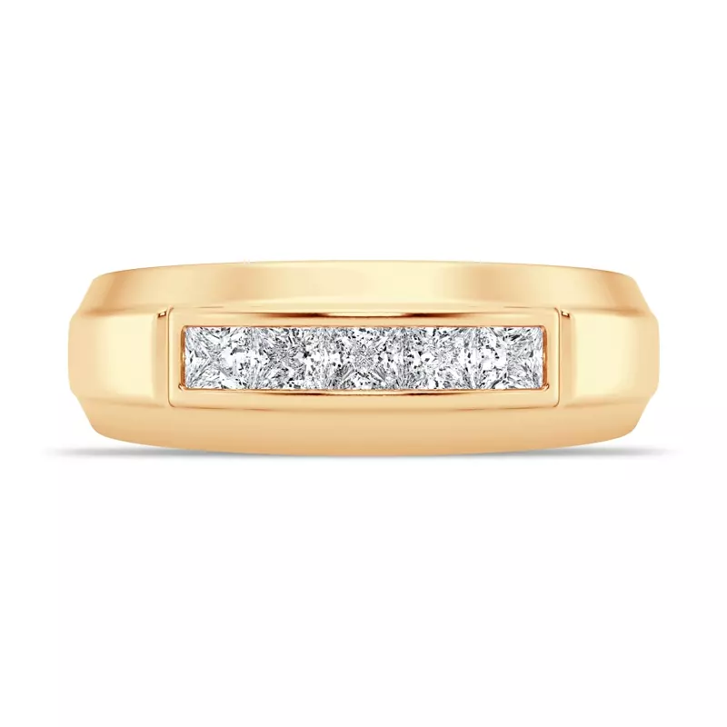 Raised Channel-Set Princess-Cut Lab Diamond Band (7mm)