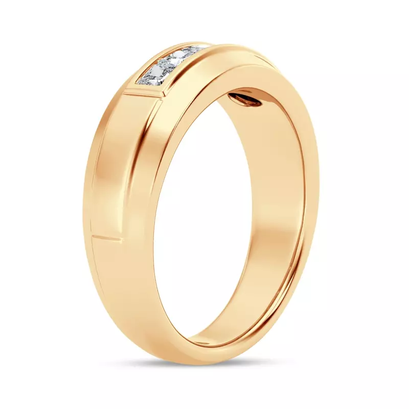 14K Yellow Gold Raised Channel-Set Princess-Cut Lab Diamond Band (7mm)