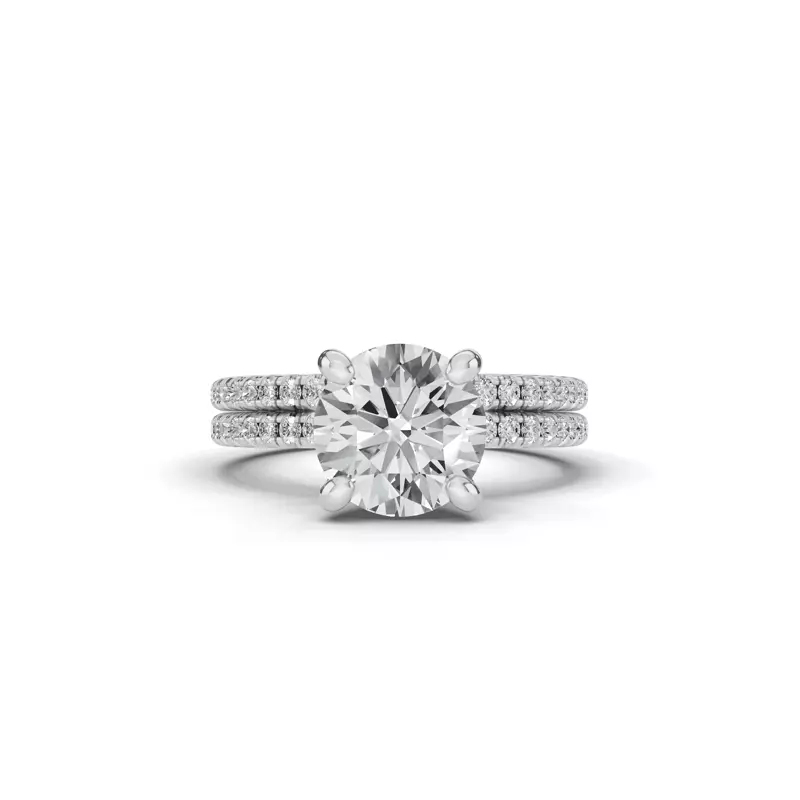 14K White Gold Signature Hearts & Arrows Hidden Halo Pavé Lab Engagement Ring (1/4ct. tw.)
