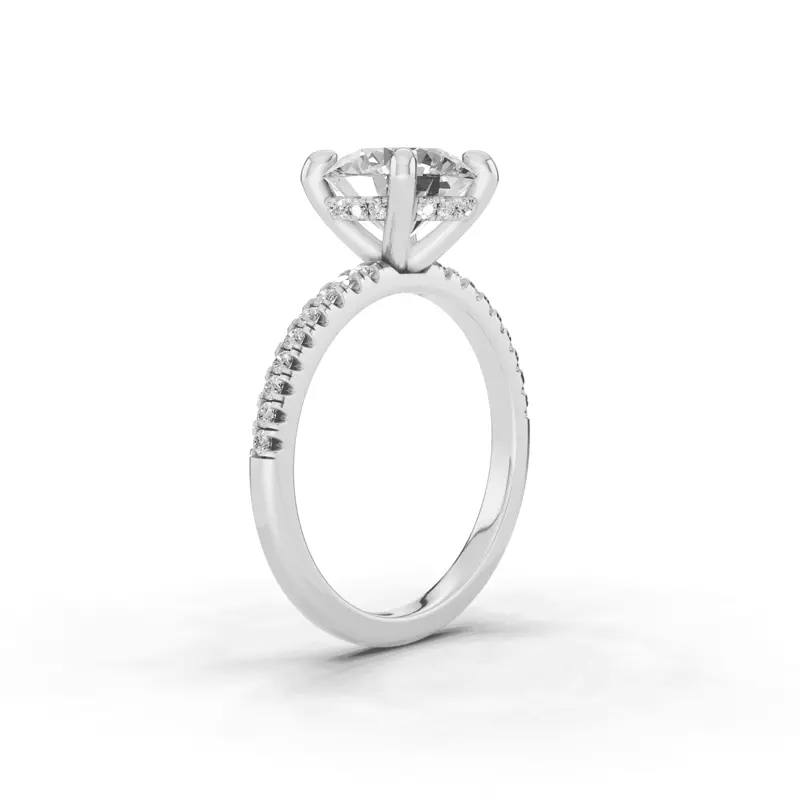 14K White Gold Signature Hearts & Arrows Hidden Halo Pavé Lab Engagement Ring (1/4ct. tw.)