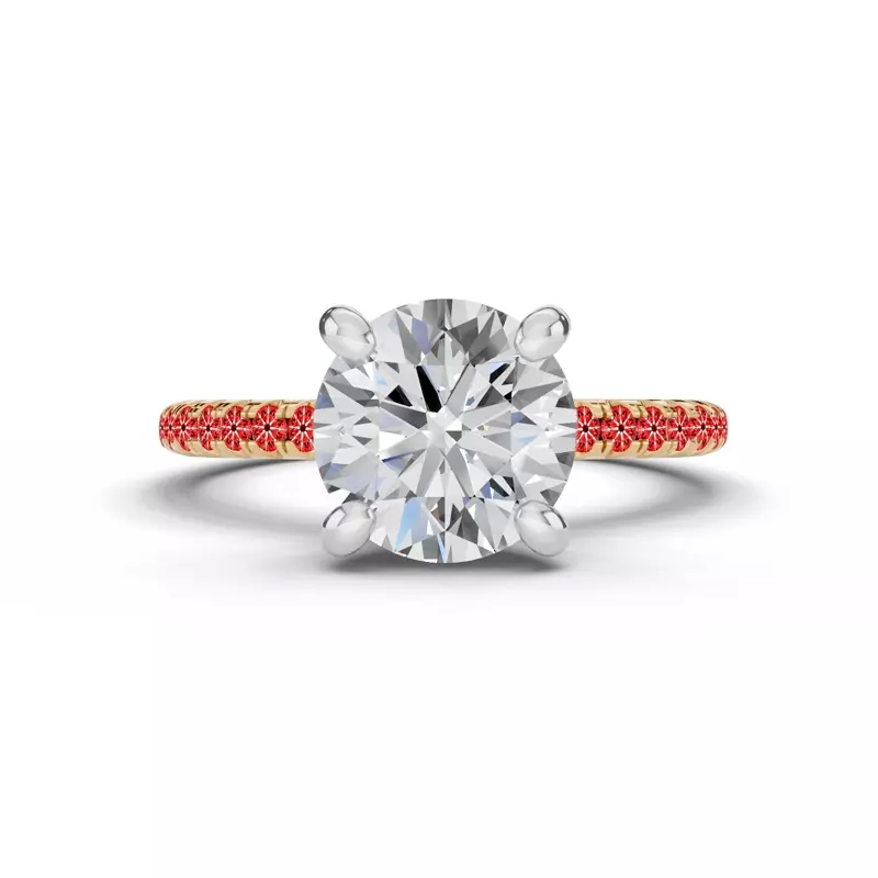 14K Yellow Gold Signature Hearts & Arrows Hidden Halo Pavé Lab Engagement Ring (1/3ct. tw.)