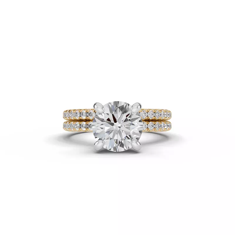 14K Yellow Gold Signature Hearts & Arrows Hidden Halo Pavé Lab Engagement Ring (1/3ct. tw.)