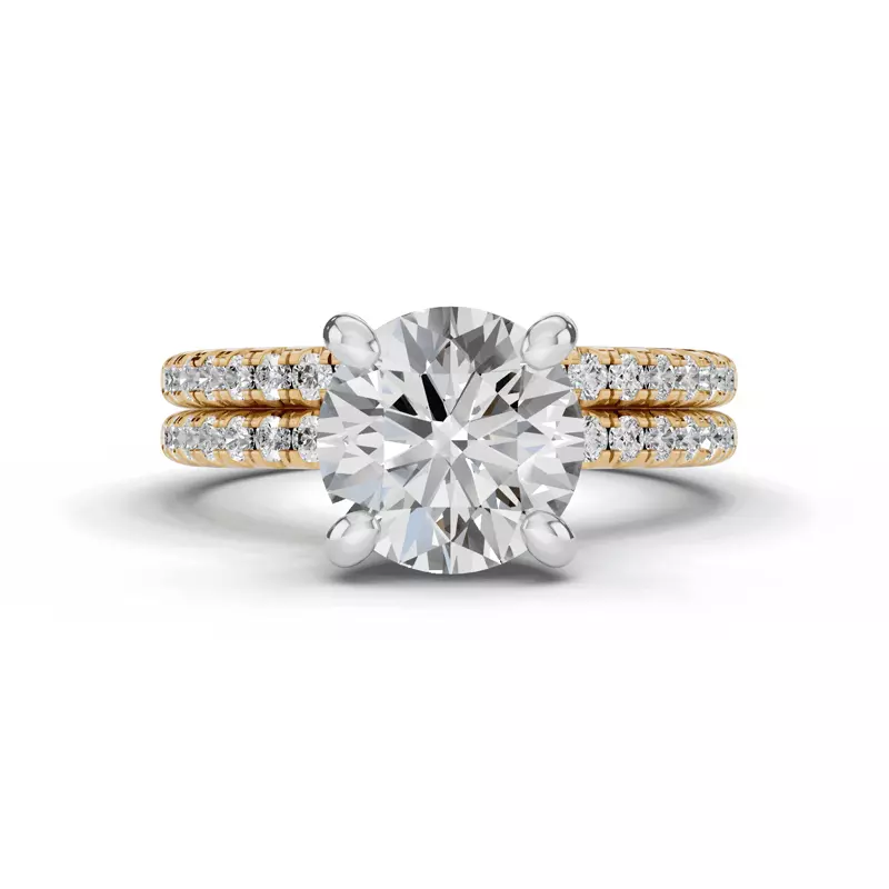 14K Yellow Gold Signature Hearts & Arrows Hidden Halo Pavé Lab Engagement Ring (1/3ct. tw.)