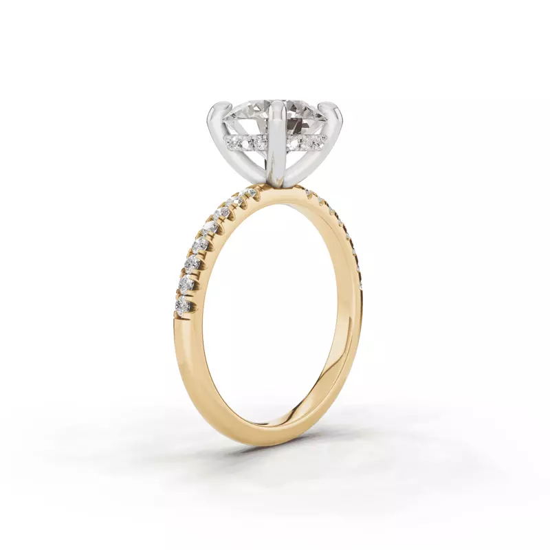 14K Yellow Gold Signature Hearts & Arrows Hidden Halo Pavé Lab Engagement Ring (1/3ct. tw.)