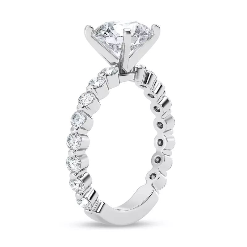 14K White Gold Tradition Pavé Lab Shared Prong Engagement Ring (.70ct. tw.)