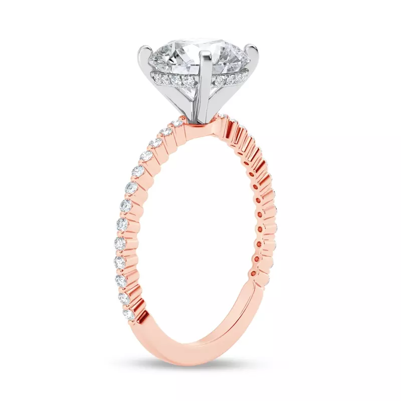 14K Rose Gold Tradition Pavé Lab Shared Prong Hidden Halo Engagement Ring (1/4ct. tw.)