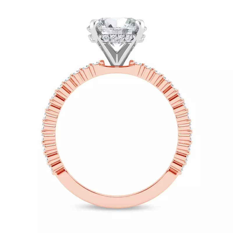 14K Rose Gold Tradition Pavé Lab Shared Prong Hidden Halo Engagement Ring (1/4ct. tw.)